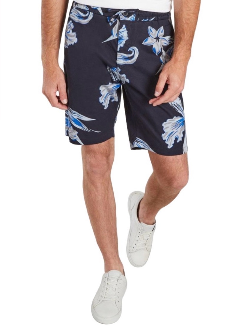 NWT NNO7 Seb Navy Shorts w Tropical Floral Pattern - Size 33
